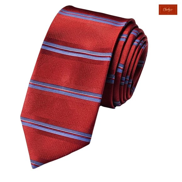 Club Room Red/Light Blue 100% Silk Tie 50" Long 3" Wide(ID153) - Picture 1 of 5